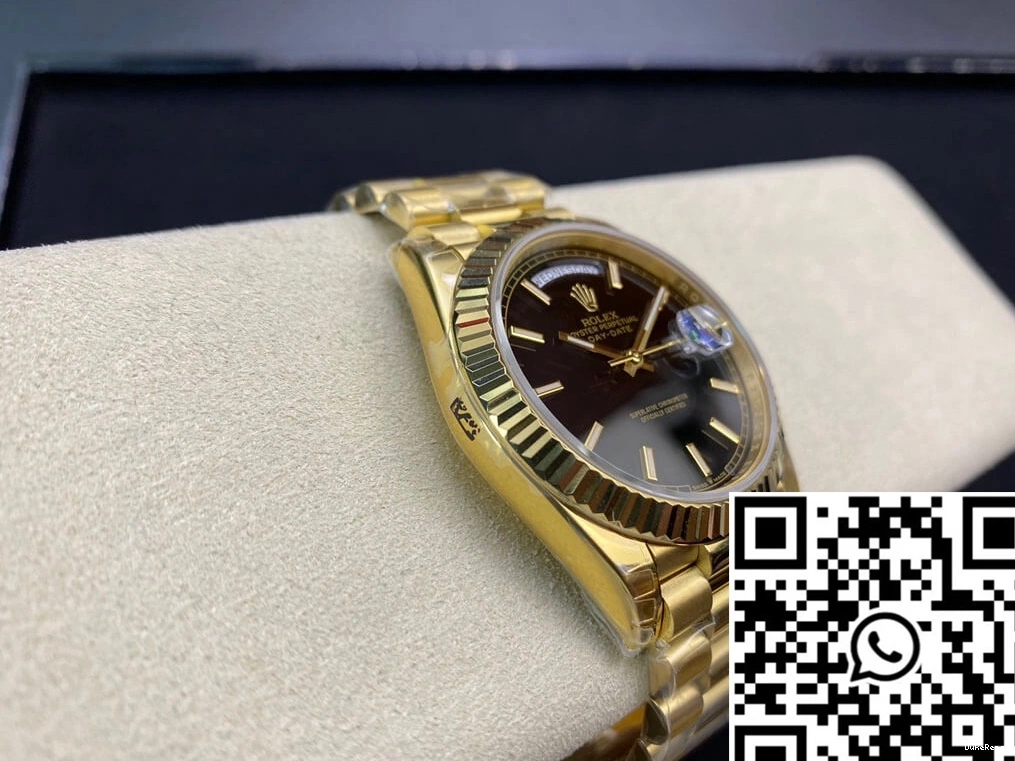 Black 40MM Dial EW Factory Yellow Rolex Gold Day Date 0314